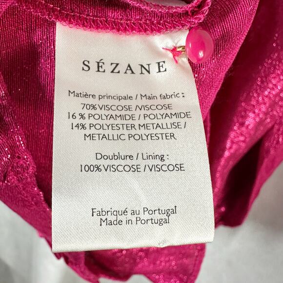 Sezane Filomene Long Sleeve Lurex Rose Pink Blouse Size US 6 - Picture 4 of 13